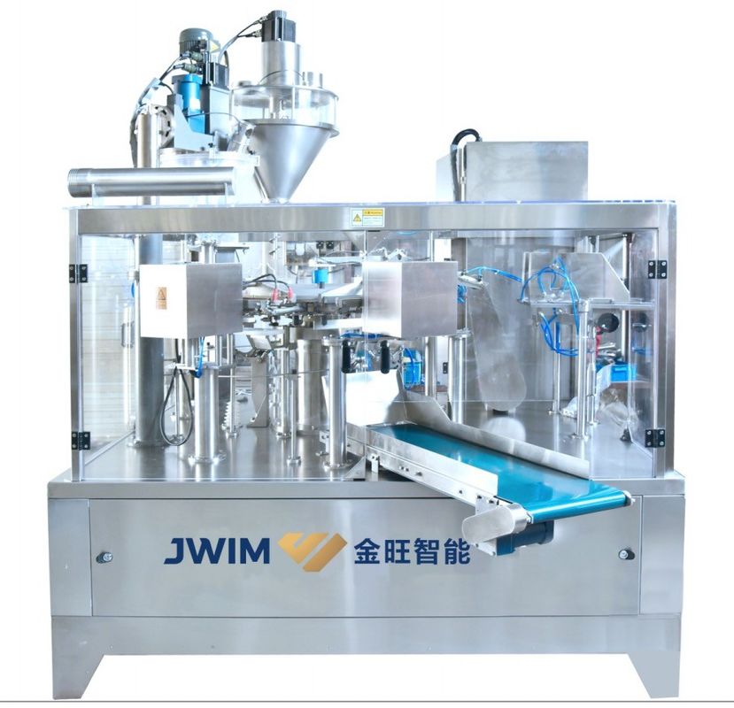 Αυτόματη περιστροφική μηχανή συσκευασίας σακουλών μηχανών συσκευασίας σακουλών JINWANG Premade 1kg για την καθαριστική σκόνη